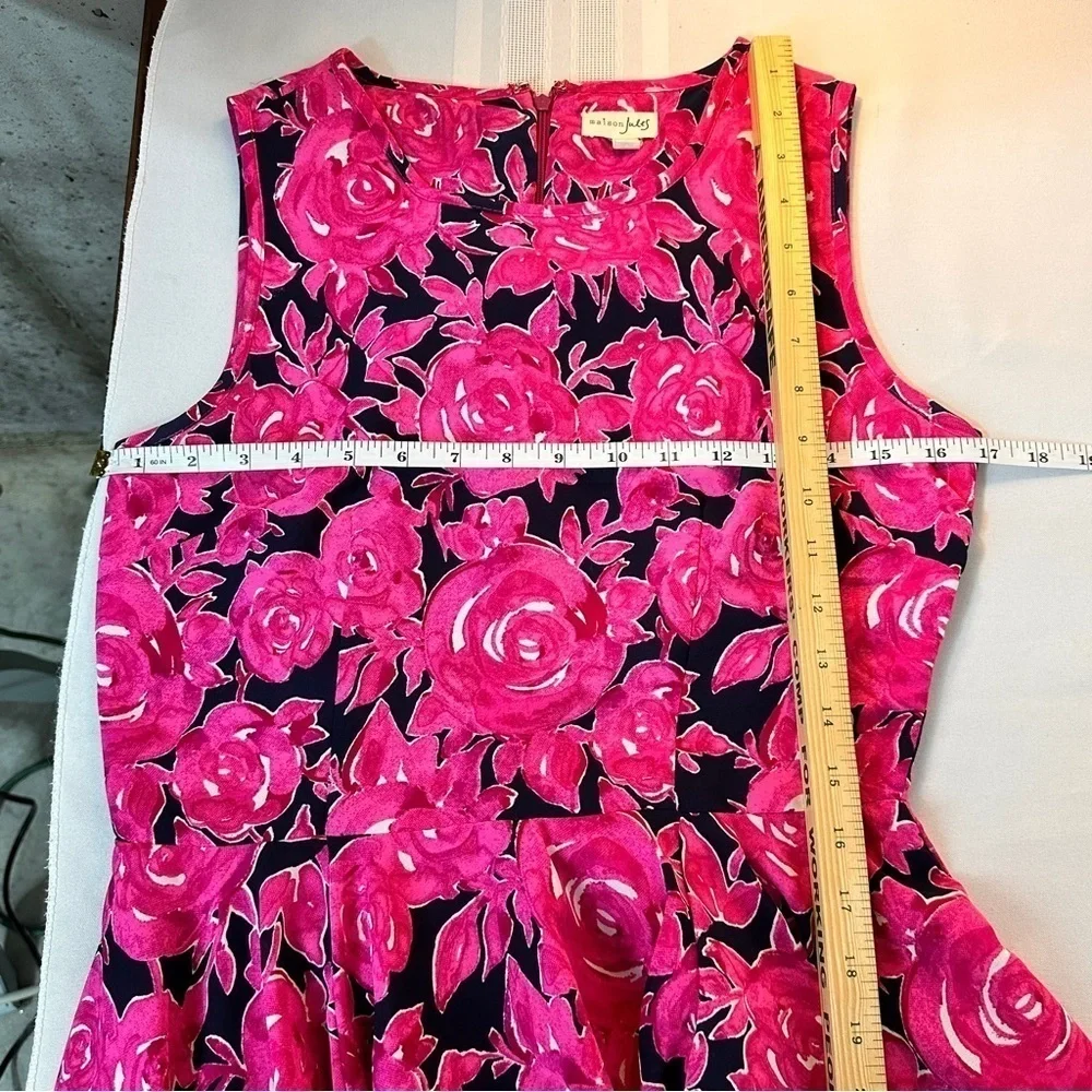 Maison Jules fit flare mini dress size small hot pink Fuscia navy blue Vacation - Picture 11 of 16